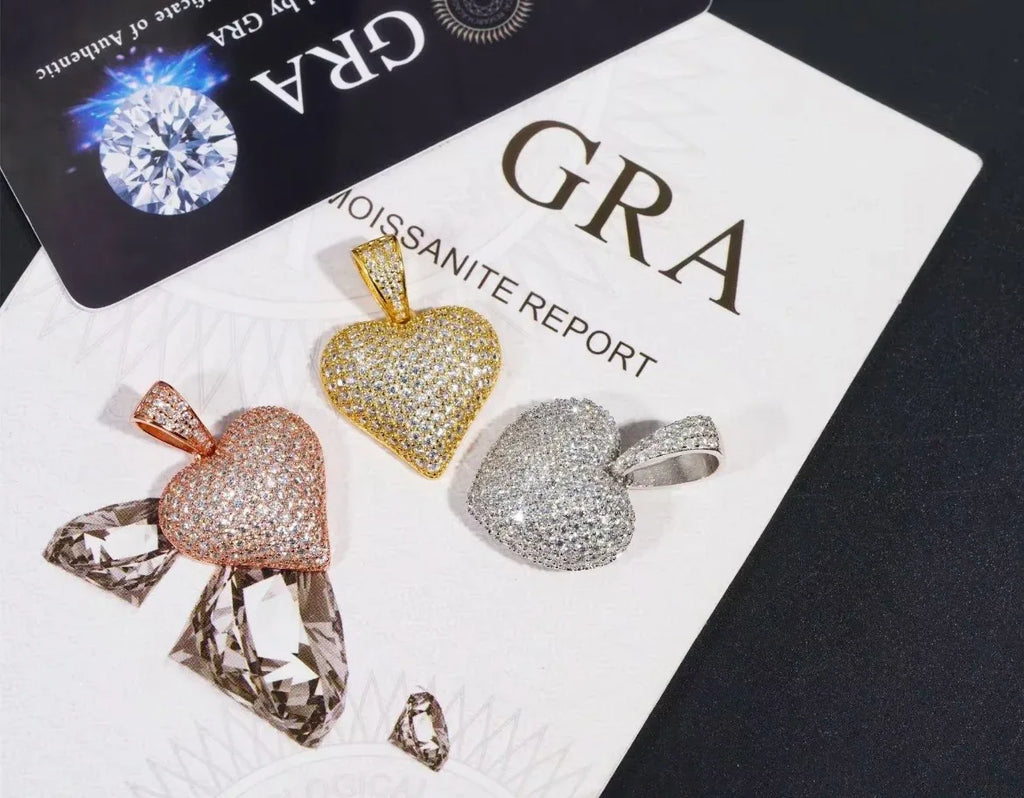 Moissanite 3D Heart Pendant