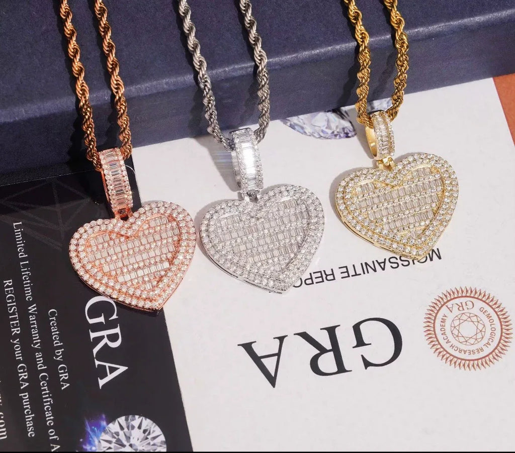 Moissanite Paved Heart Pendant