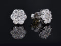 Moissanite Flower Shape Cluster Push Back Earrings