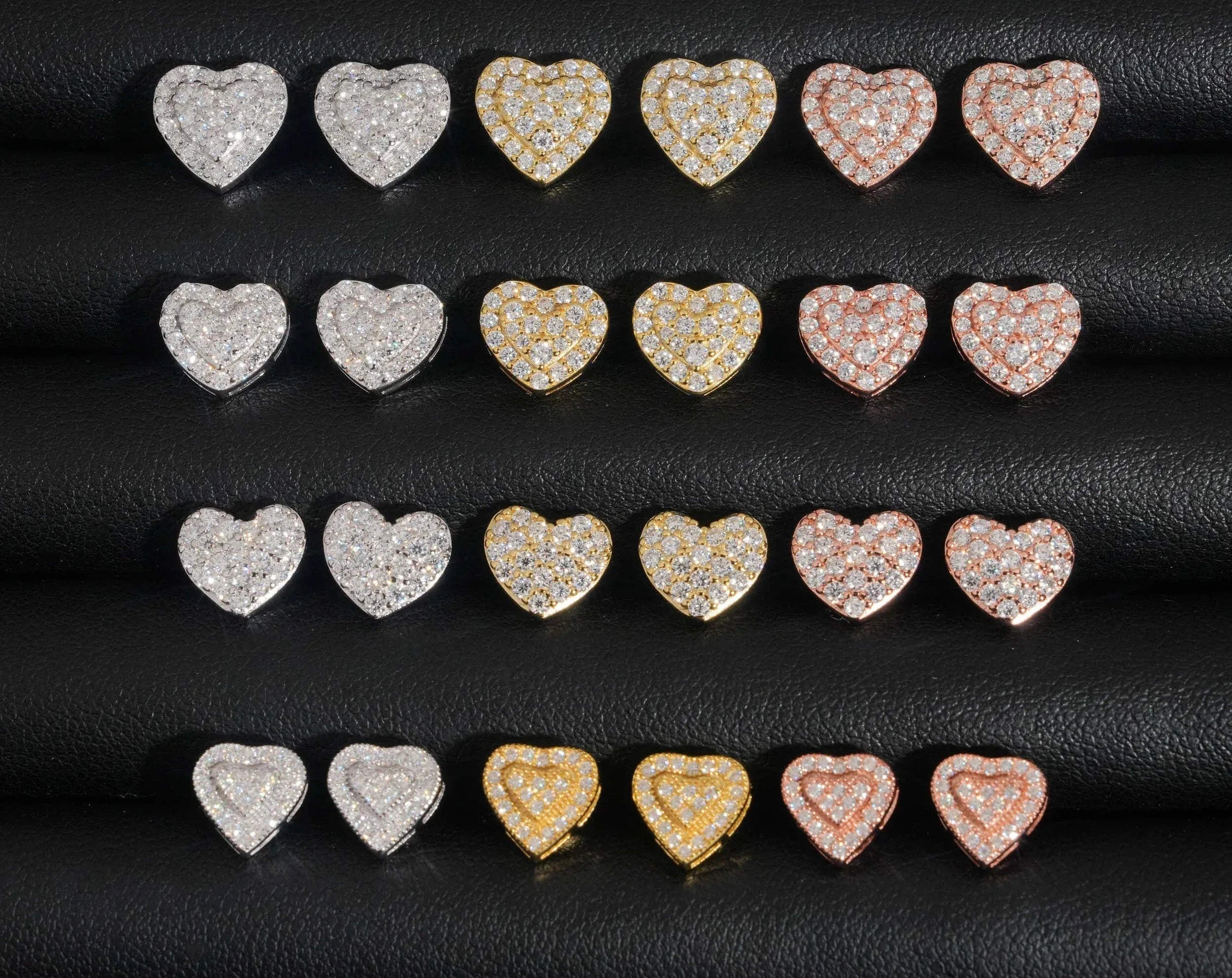 VVS Moissanite Screw Back Heart Earrings