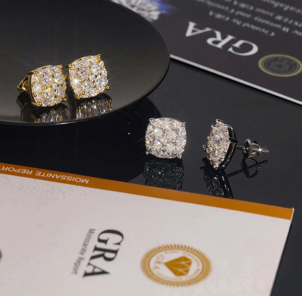 Moissanite Round Shape Screw Back Stud Earring