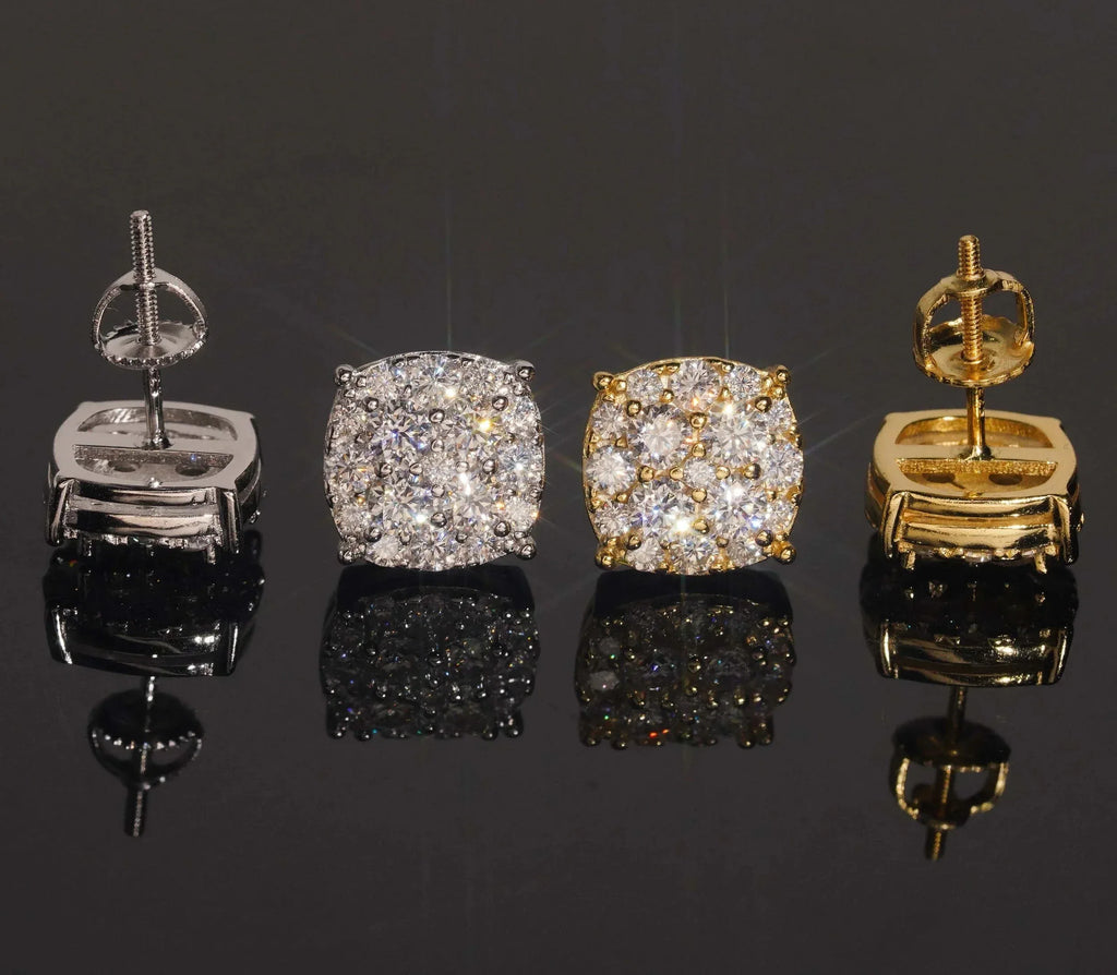 Moissanite Round Shape Screw Back Stud Earring