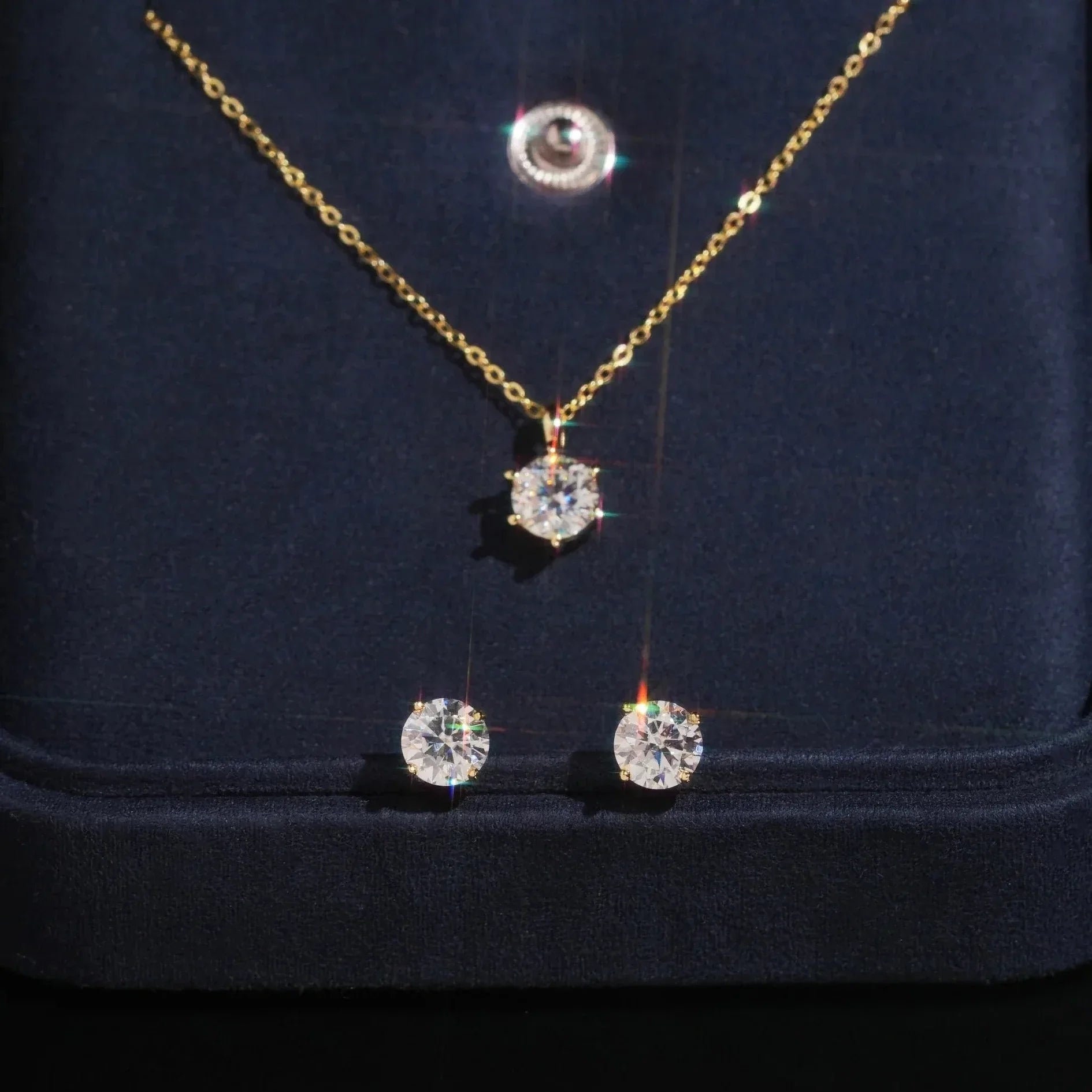 Round Moissanite Earrings & Necklace Set