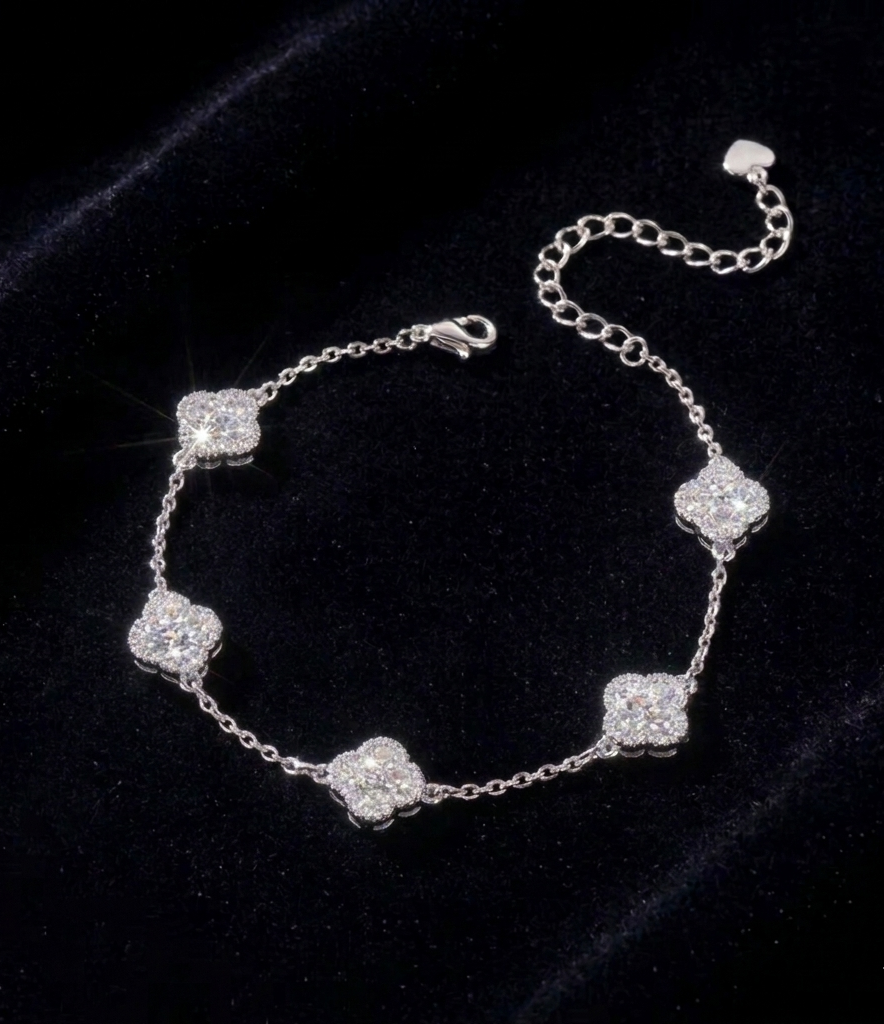 Moissanite Clover Tennis Bracelet