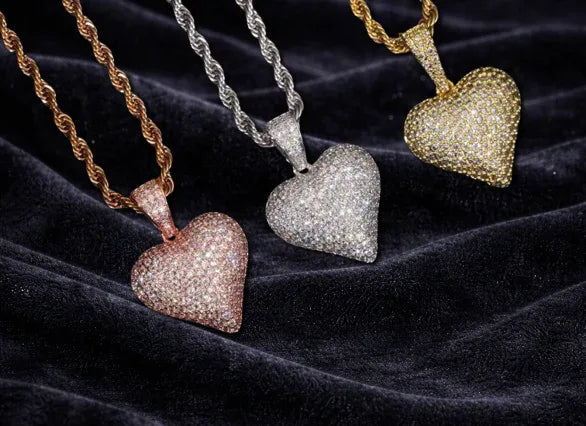Moissanite 3D Heart Pendant