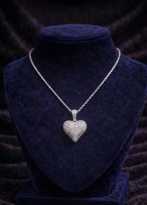 Moissanite 3D Heart Pendant