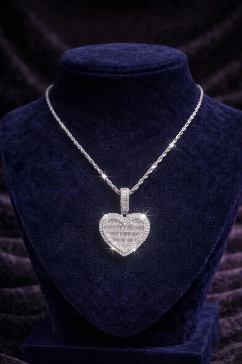 Moissanite Paved Heart Pendant